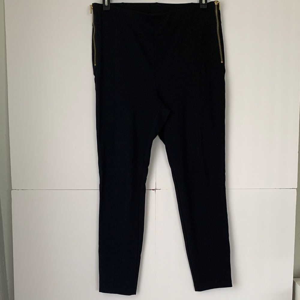 INC International Concepts Black Pull On Pants with Gold Zipper Accents Size 16
